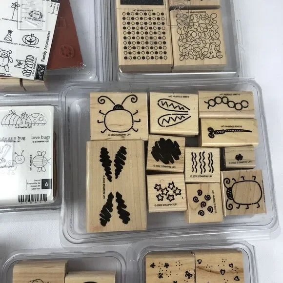 Huge Lot Of 78 Stampin' Up! Wood Mounted Rubber Stamps New And Used Retired